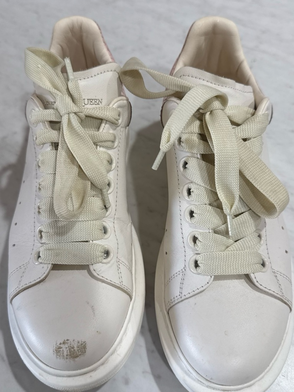 Alexander McQueen White Leather Platform Sneakers